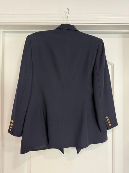 NEW!! Vintage Ralph Lauren Navy Crest Wool Blazer Size 12 Petite
