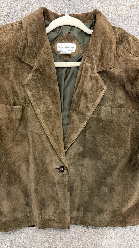 Vintage Christian Dior Suede Cropped Blazer Size M