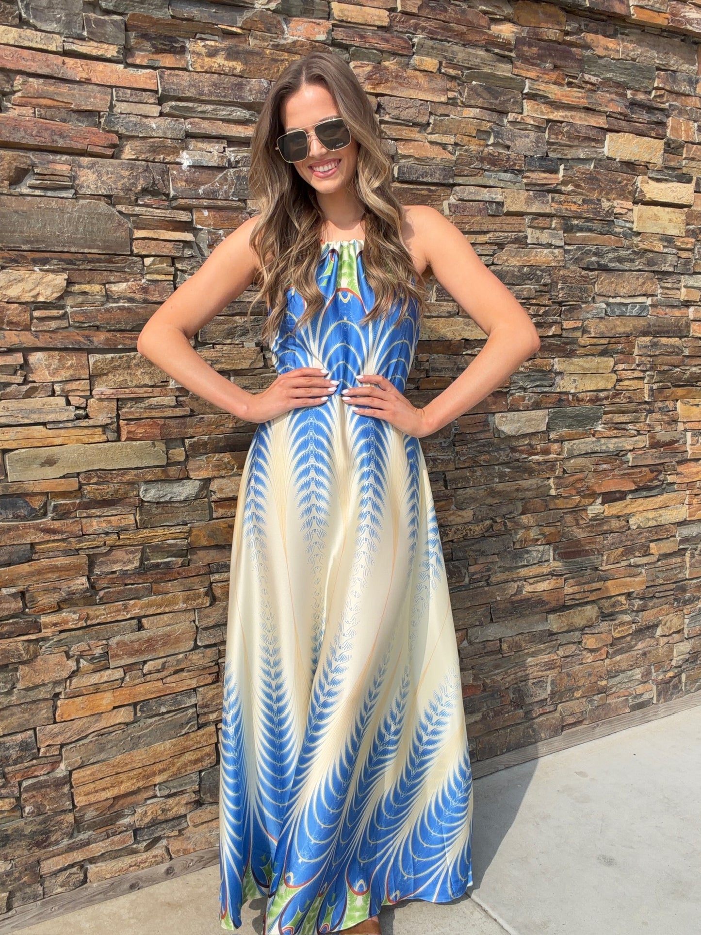 NEW!! The "Amalfi" Halter Maxi Dress in Peacock