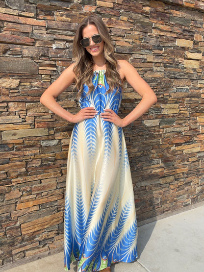 NEW!! The "Amalfi" Halter Maxi Dress in Peacock