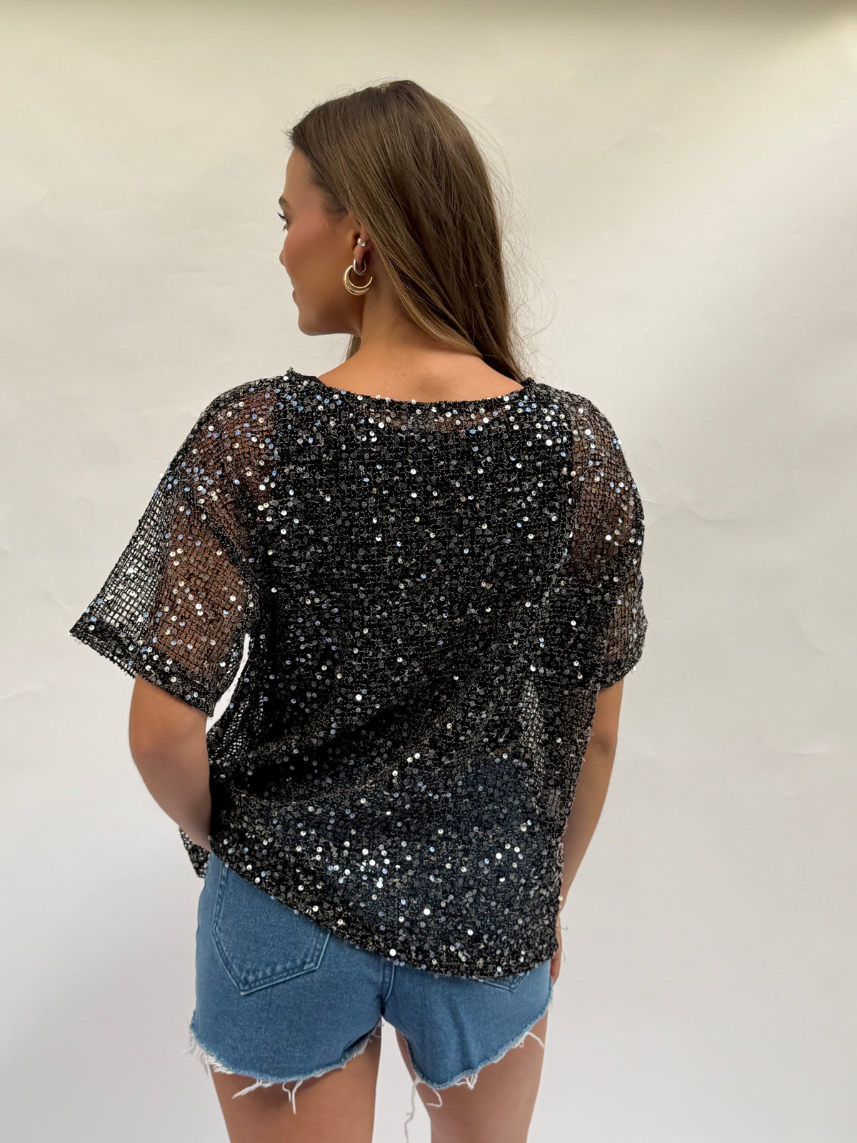 Sequin Oversized Mesh Top in 4 Colors
