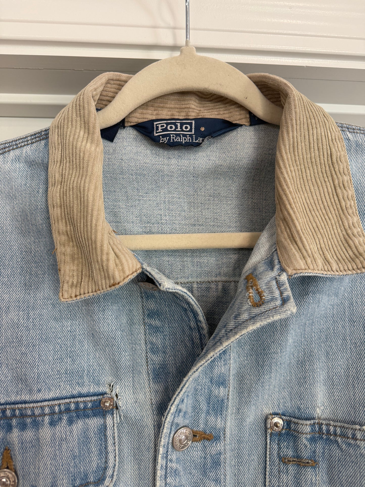 NEW!! Vintage Ralph Lauren Denim Patch Flag Jacket Size Medium