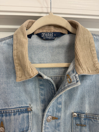NEW!! Vintage Ralph Lauren Denim Patch Flag Jacket Size Medium
