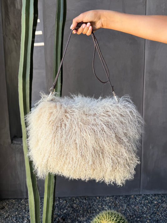 Genuine Vintage Mongolian Lamb Fur Bag