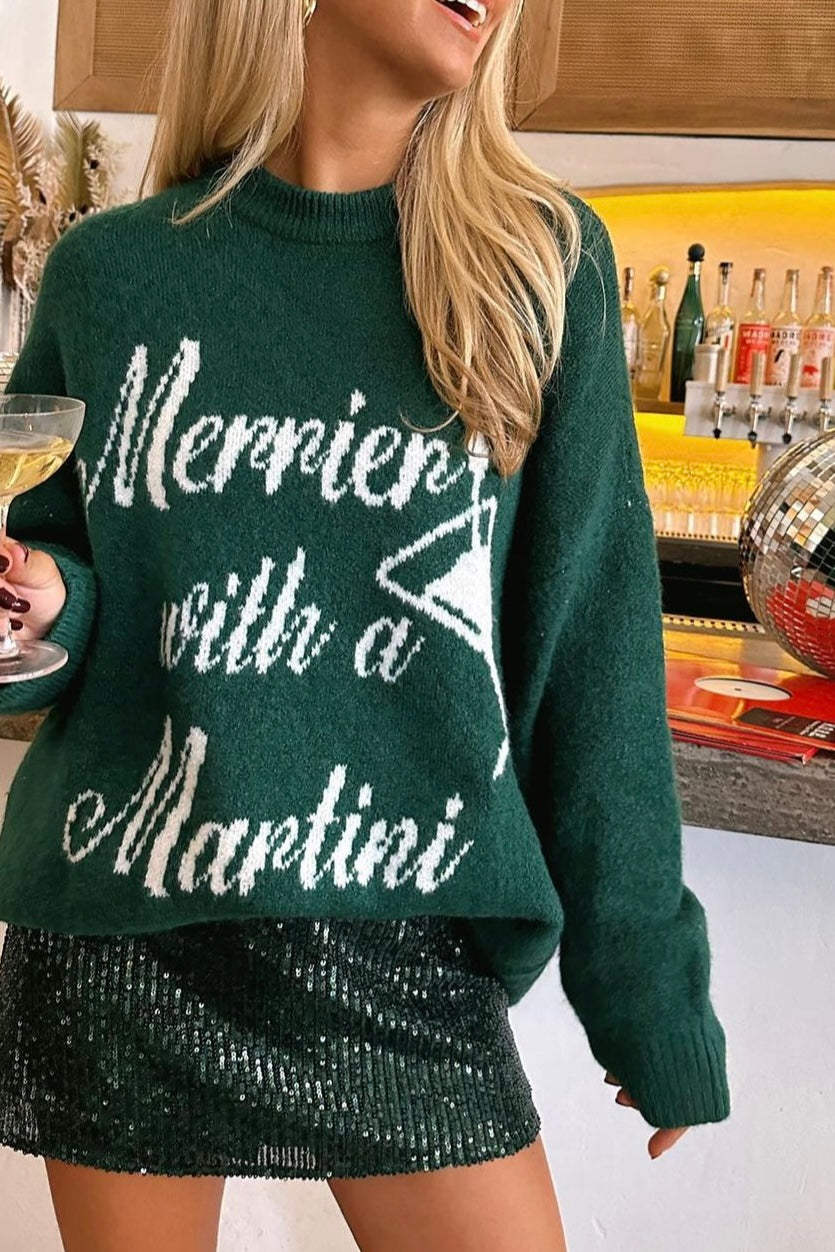 BEST SELLER!! “Merrier with a Martini" Sweater
