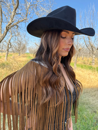 AS SEEN ON LILYAN COLE at the ACM AWARDS!! Cowhide Fringe Shawl in Tri-Color