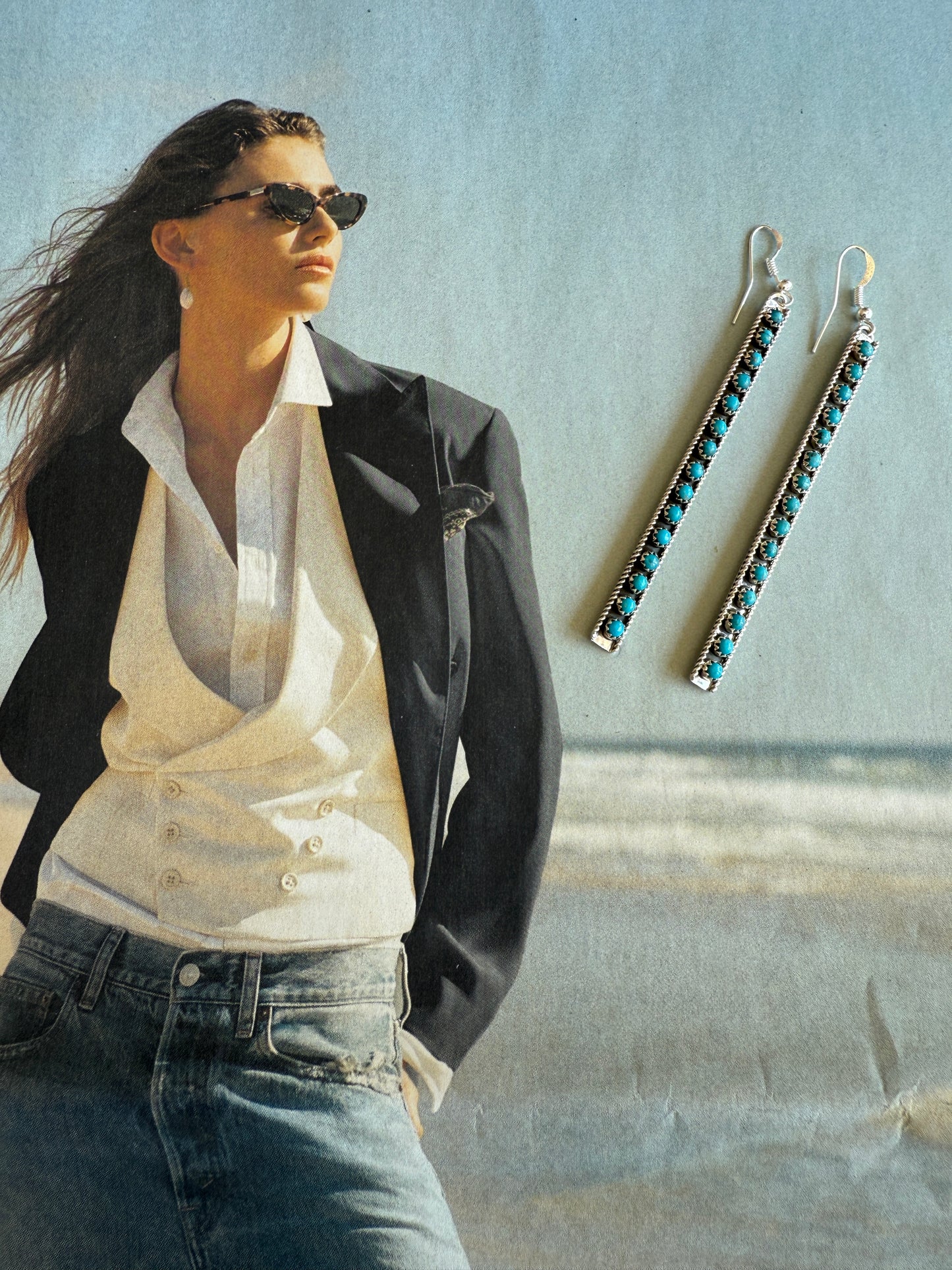 NEW!! "Mirage" Kingman Turquoise Drop Earrings