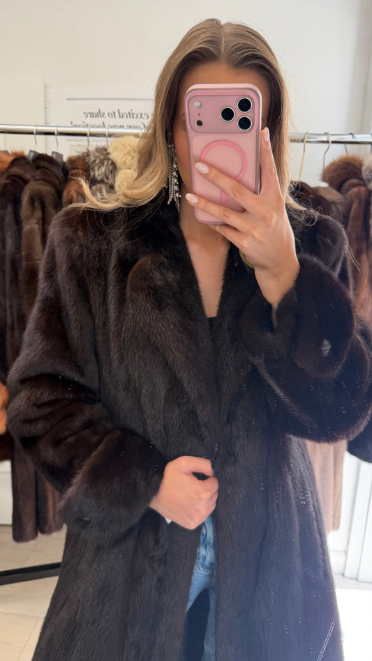 #52 Vintage Mahogany Mink Coat Size Medium