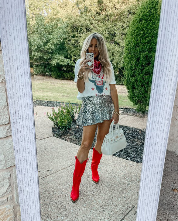 AS SEEN ON BRITT HORTON!! Crystal Fringe Bandana in Red