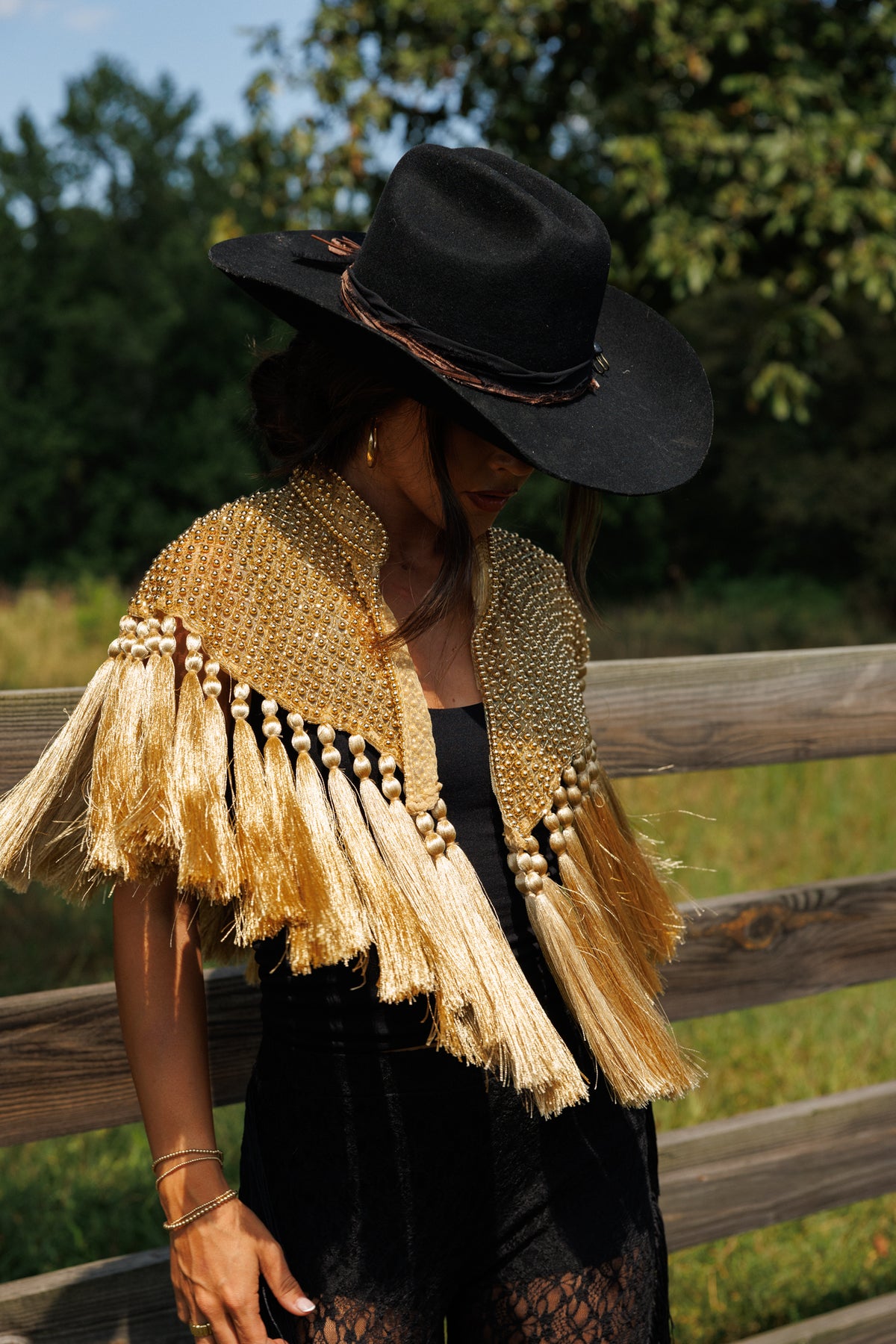 Gold Fringe Tassel Cape