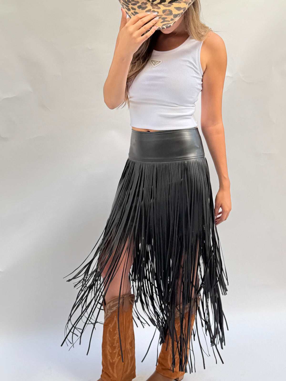 "Runway" Leather Fringe Skirt - PREORDER