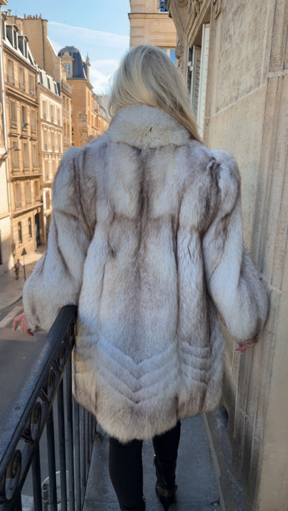 #106 Vintage Blue Fox Jacket Size Medium