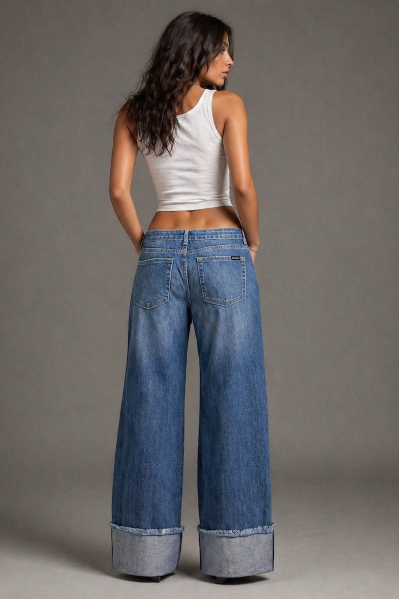 "Dakota" Low Rise Cow Print Jeans