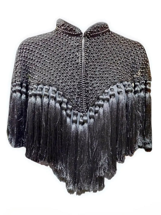 Black Fringe Tassel Cape