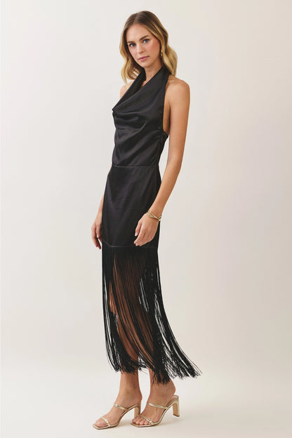 Monroe Halter Neck Fringe Dress - PREORDER