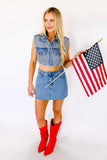 AS SEEN ON ASHLEE NICHOLS!! Cropped Rhinestone Denim Vest