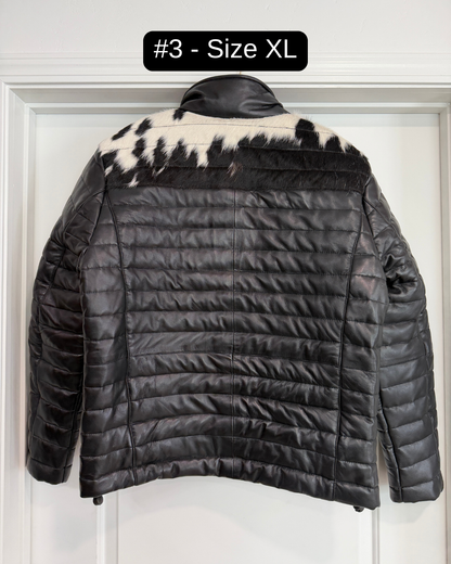 Men's Cowhide Puffer Jacket in Black