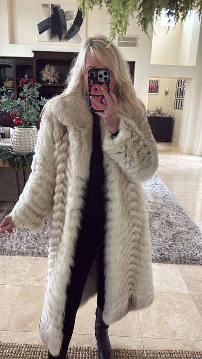#27 Vintage White Fox Long Coat