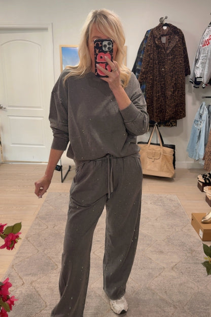 NEW!! "Off Duty" Rhinestone Sweatshirt in Grey