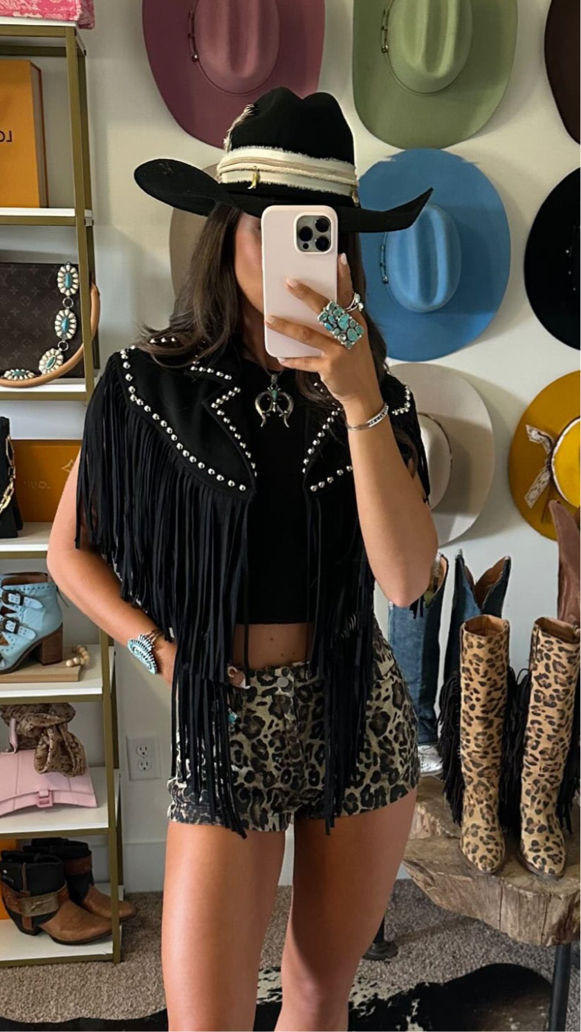 NEW!! Leopard Print Denim Shorts