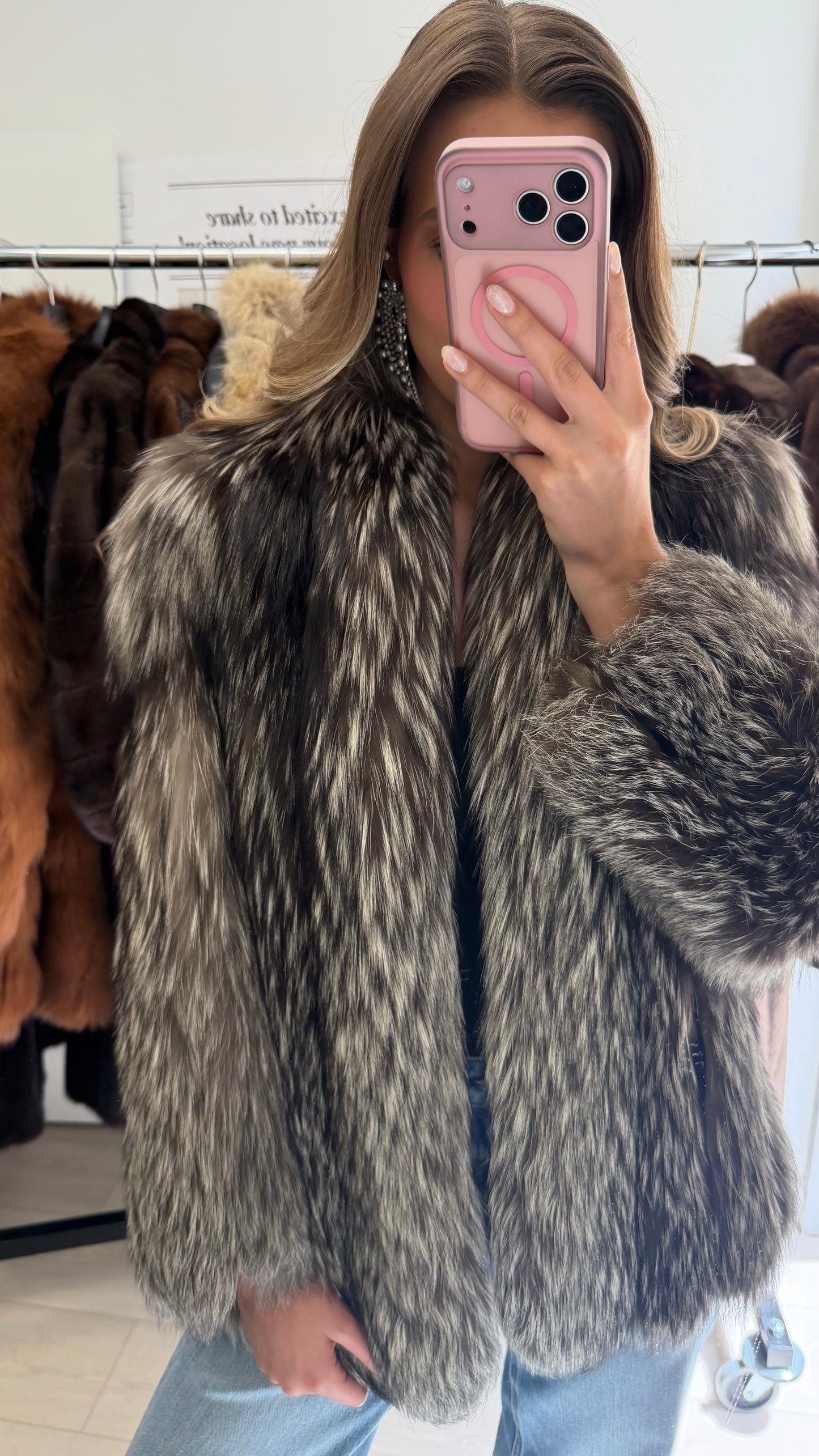 #38 Vintage Silver Saga Fox Jacket Size Small