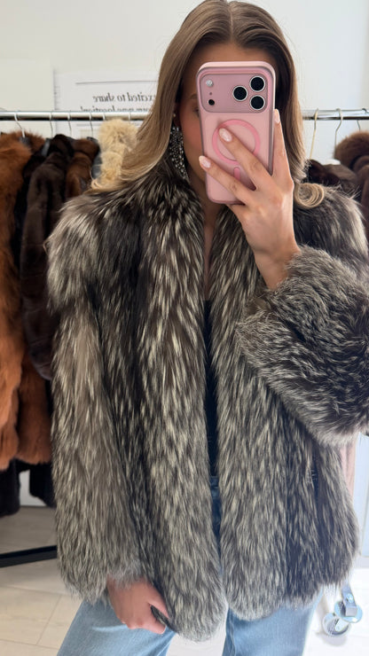 #38 Vintage Silver Saga Fox Jacket Size Small