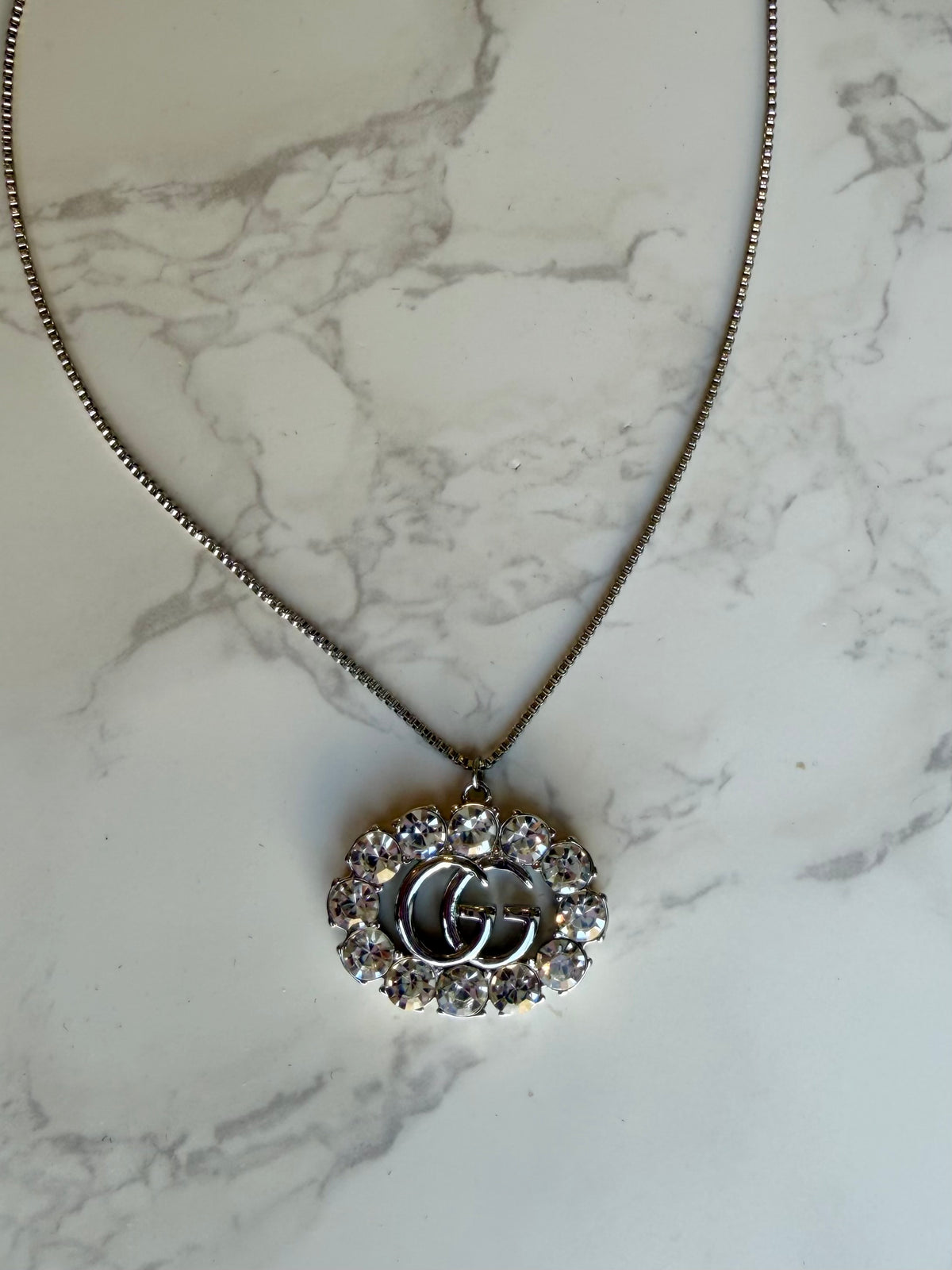 AS SEEN ON CASSIDY! Authentic Vintage Crystal G Pendant Necklace in Gold or Silver in Medium