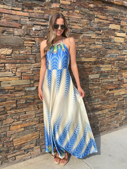 NEW!! The "Amalfi" Halter Maxi Dress in Peacock