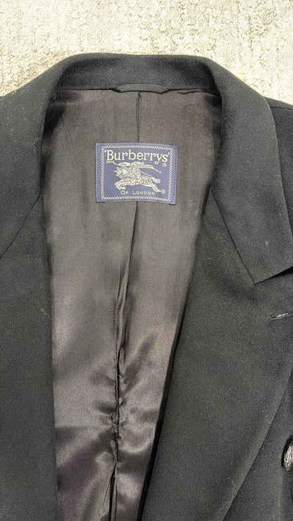 Vintage Burberry Black Wool Coat Size Large