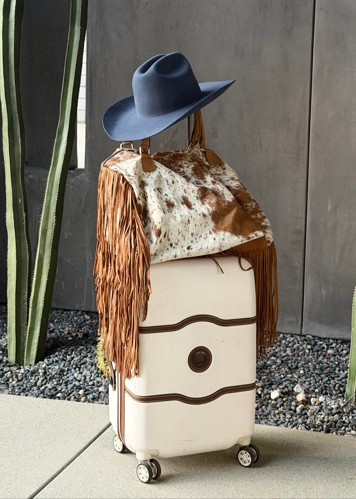 Cowhide Fringe Weekender Bag - Tan
