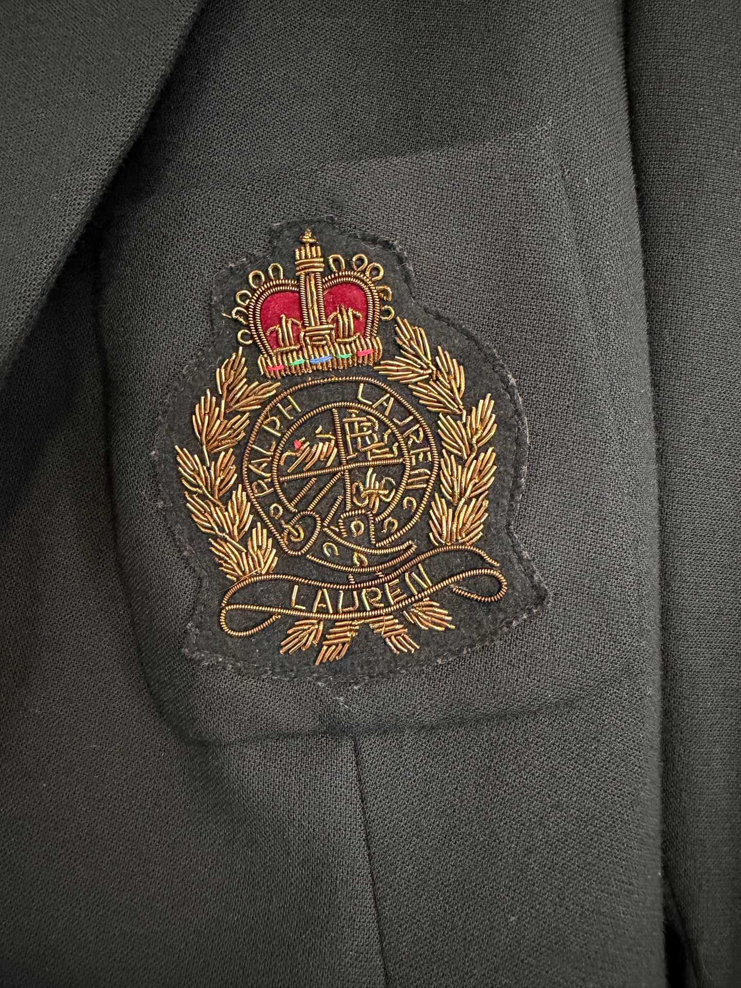 NEW!! Vintage Ralph Lauren Black Crest Wool Blazer Size 12