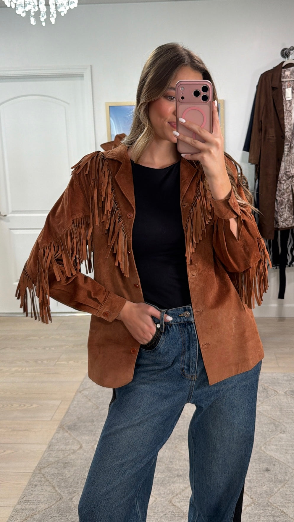 Vintage Suede Fringe Jacket Size Small