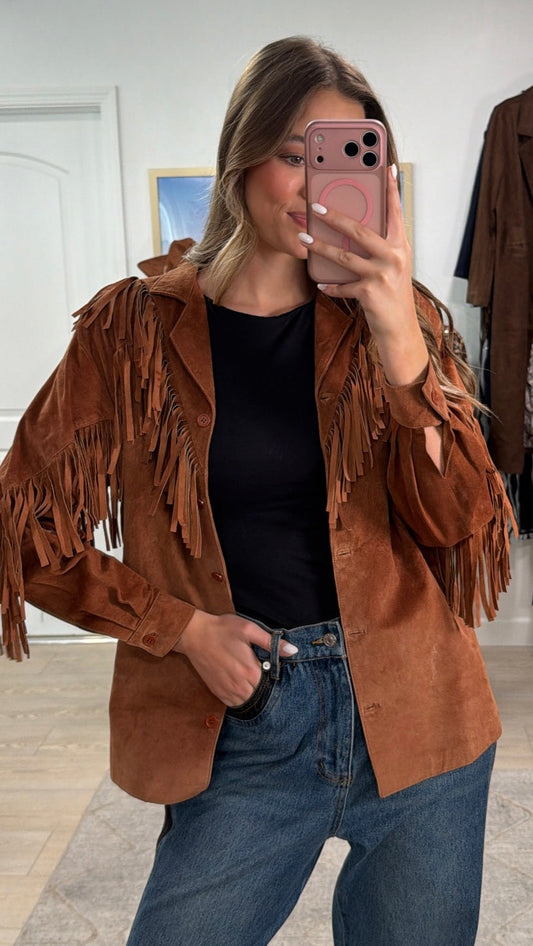 Vintage Suede Fringe Jacket Size Small