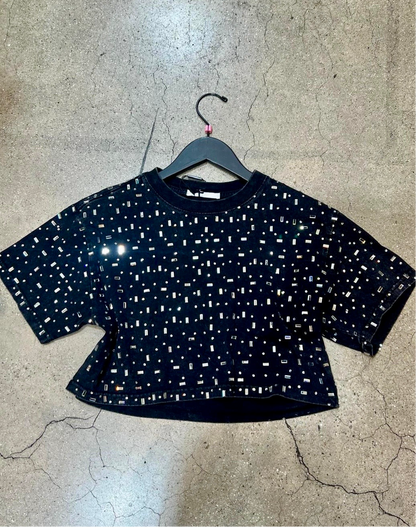 AS SEEN ON CASSIDY! The “Houston" Cropped Rhinestone Tee in 5 Colors - PRE ORDER