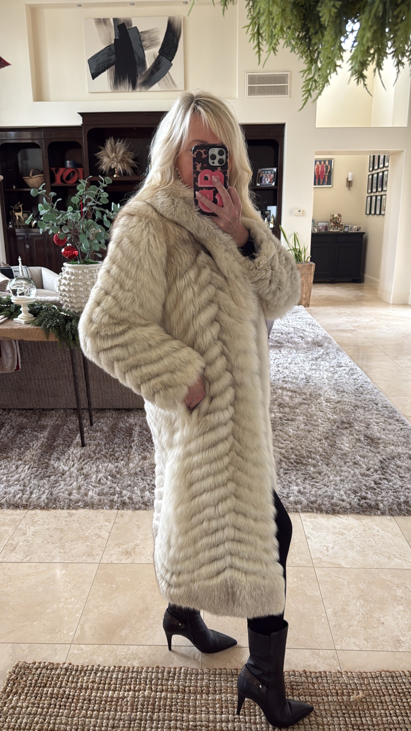 #27 Vintage White Fox Long Coat
