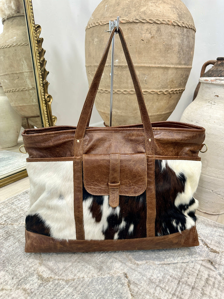 EXCLUSIVE!! Leather and Cowhide Travel Bag in 3 Colors!