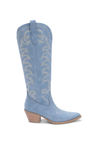 NEW!! Faye Denim Suede Cowboy Boot