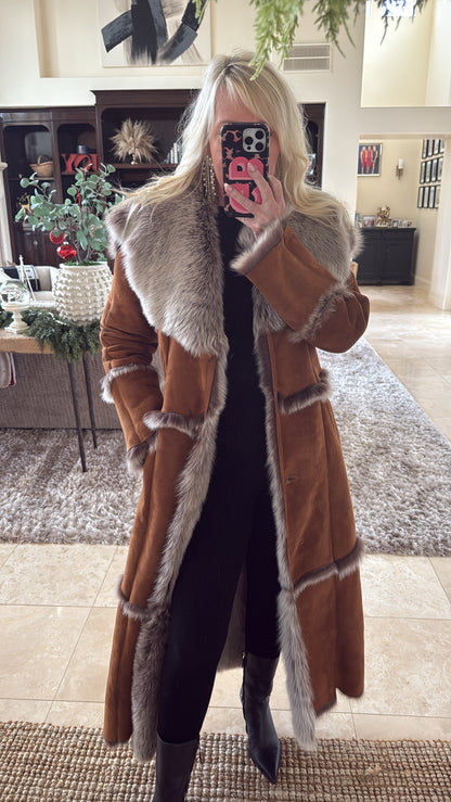 #16 Vintage Shearling Lambskin & Fur Long Coat