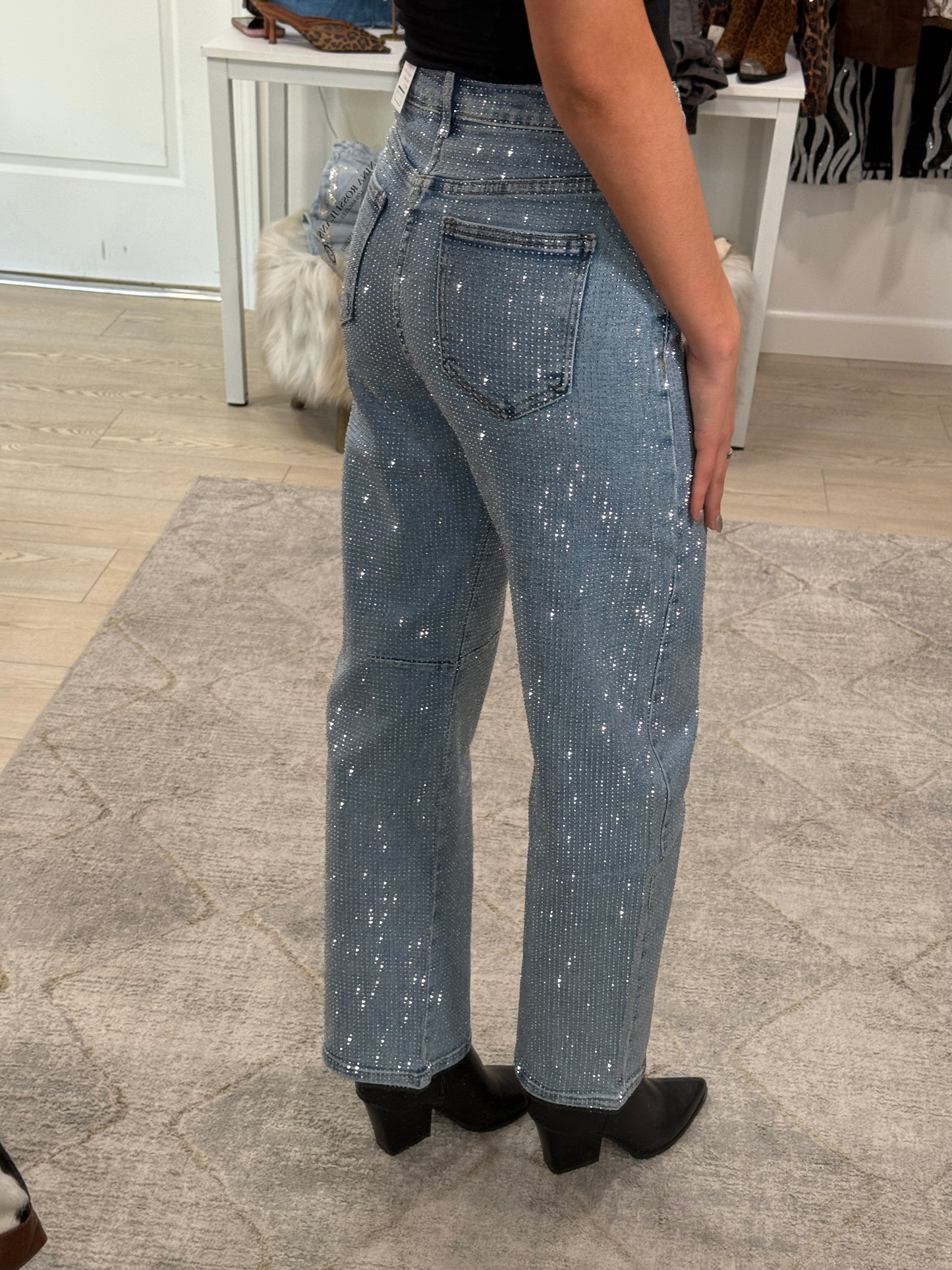 NEW!! The Westgate Light Denim Barrel Rhinestone Jean