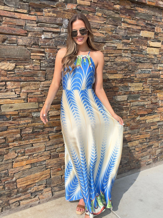 NEW!! The "Amalfi" Halter Maxi Dress in Peacock