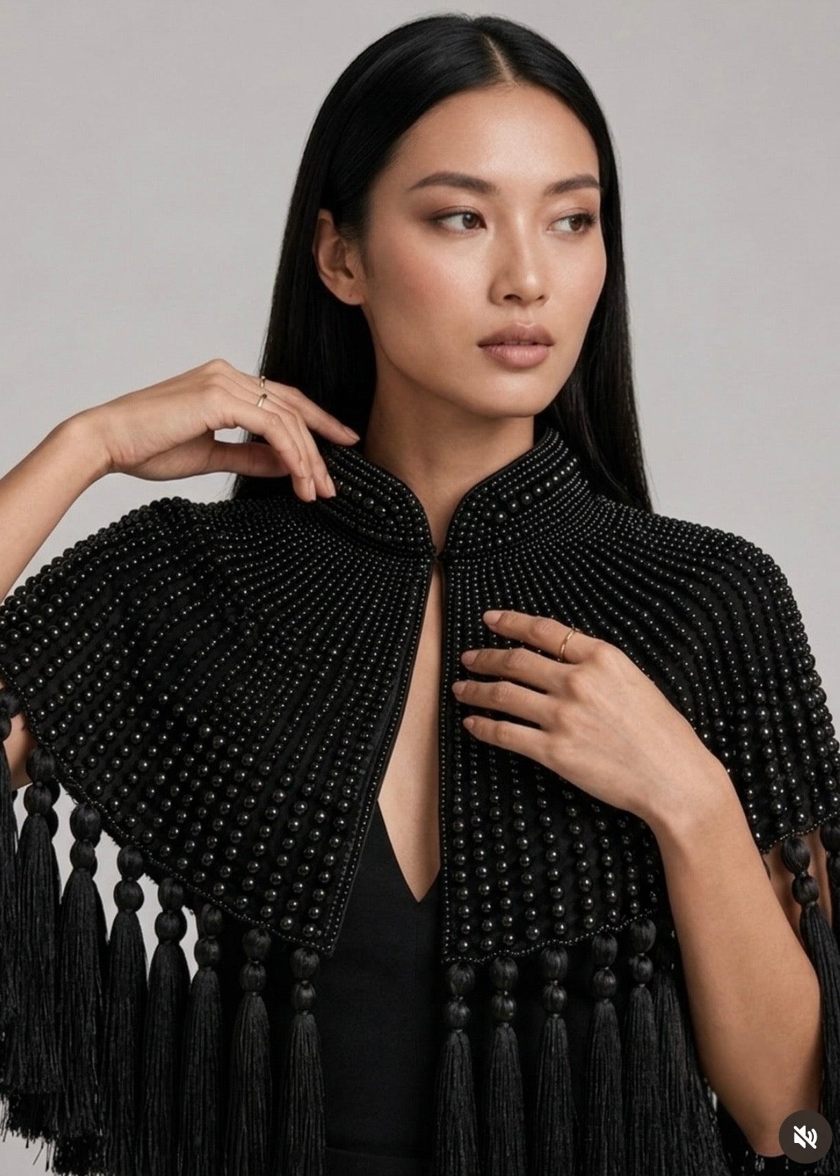 Black Fringe Tassel Cape