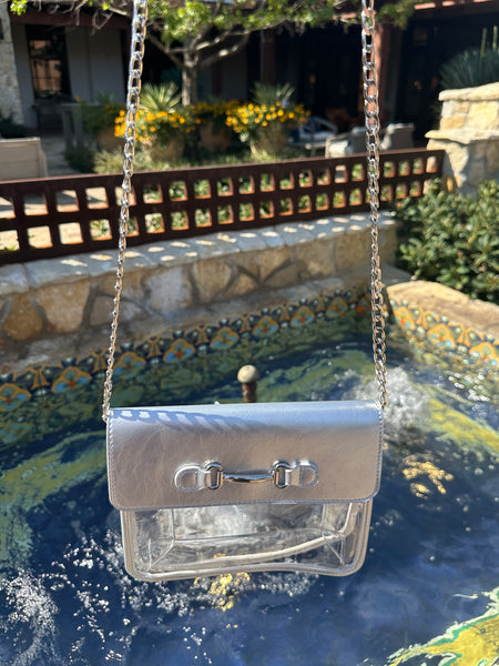 NEW!! Bag Check Clear Crossbody in Silver