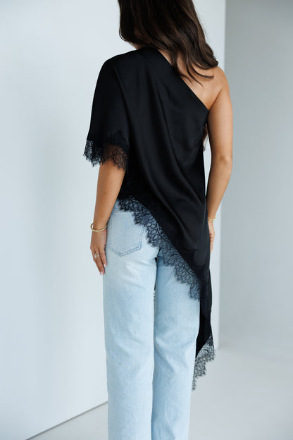 Asymmetric Lace Top in Black - PRE ORDER