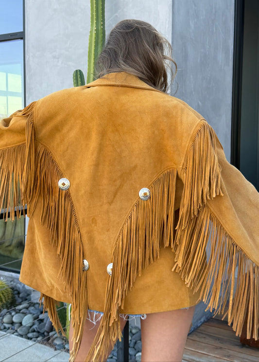 Vintage Suede and Leather Fringe Jacket Size Large