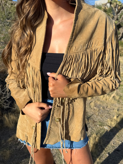 Vintage Scully Suede Fringe Button Jacket Size 8