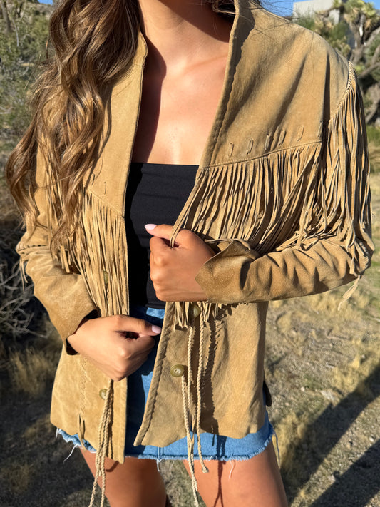 Vintage Scully Suede Fringe Button Jacket Size 8