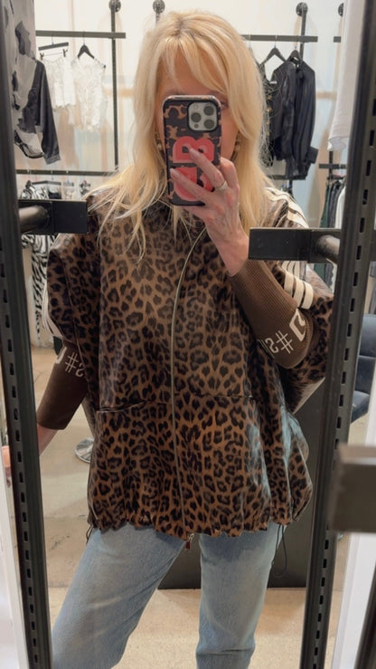 NEW!! Cheetah Print Oversized Zip Up Jacket