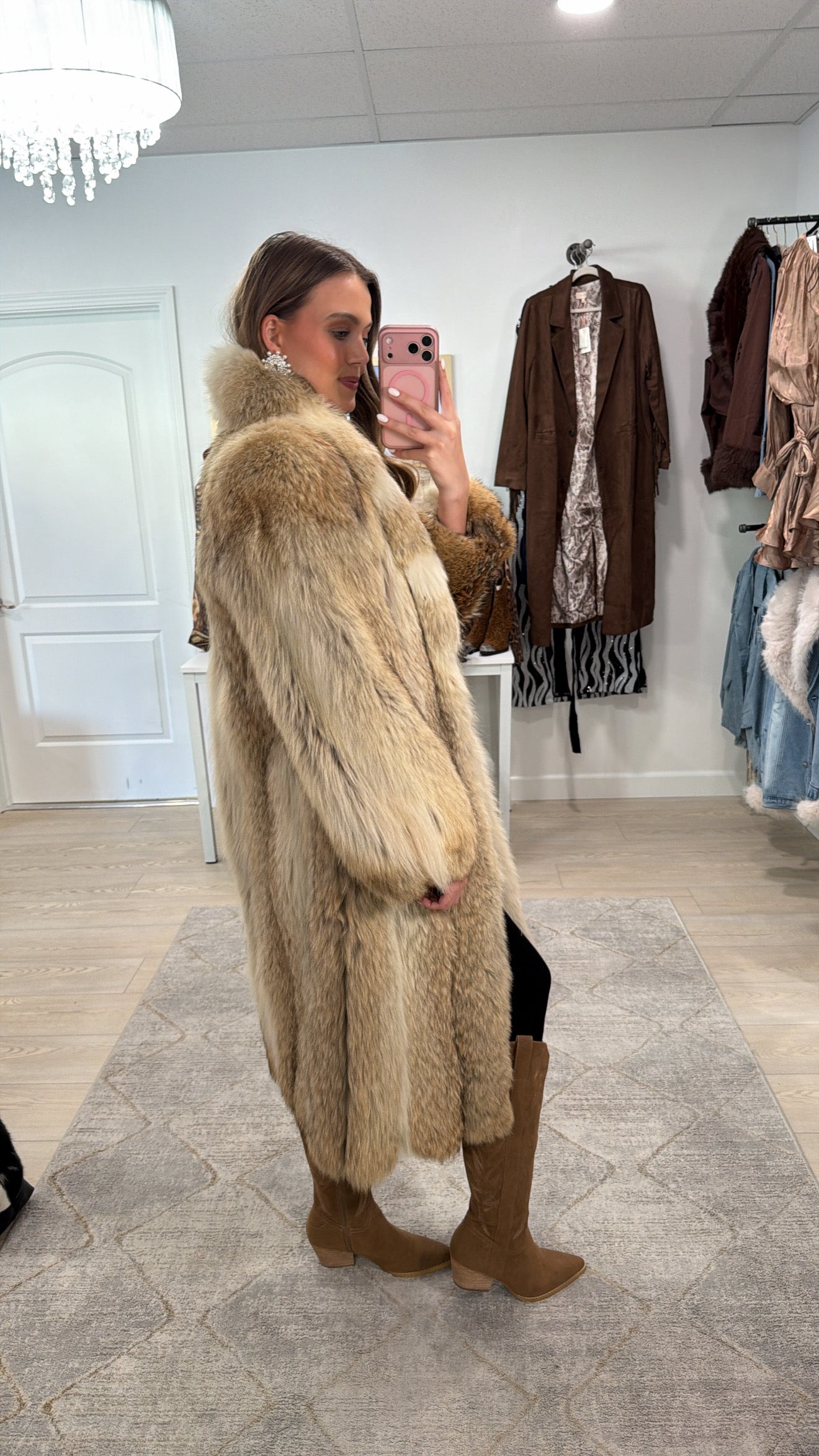 #GB4 Vintage Coyote Fur Full Length Coat