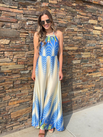 NEW!! The "Amalfi" Halter Maxi Dress in Peacock