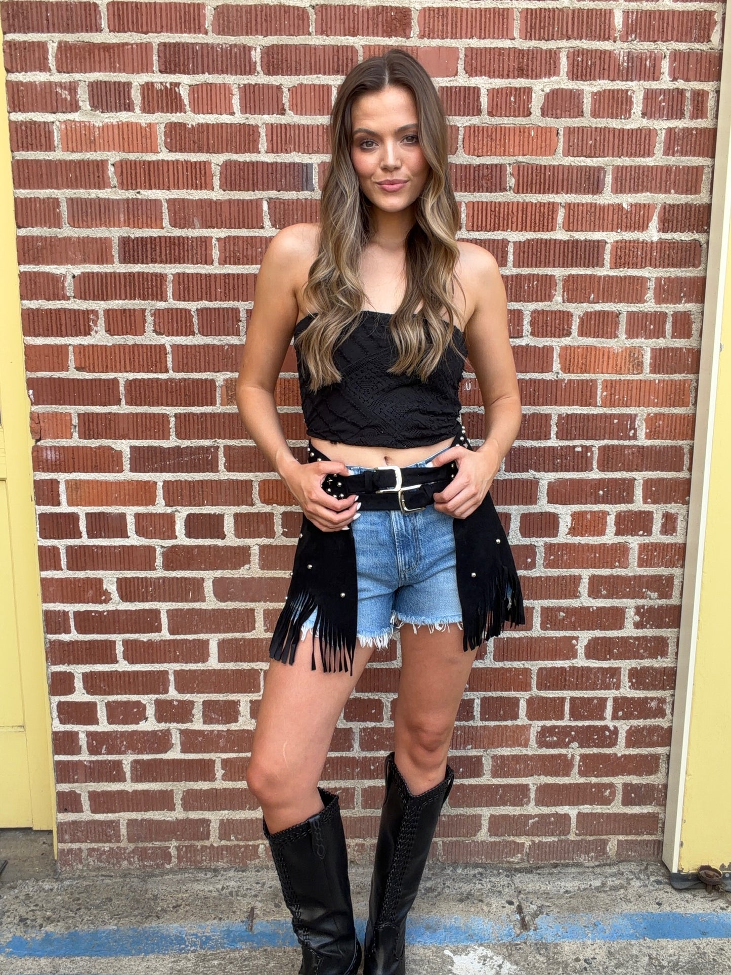 NEW!! "Rodeo Icon" Fringe Chap Belt in Black